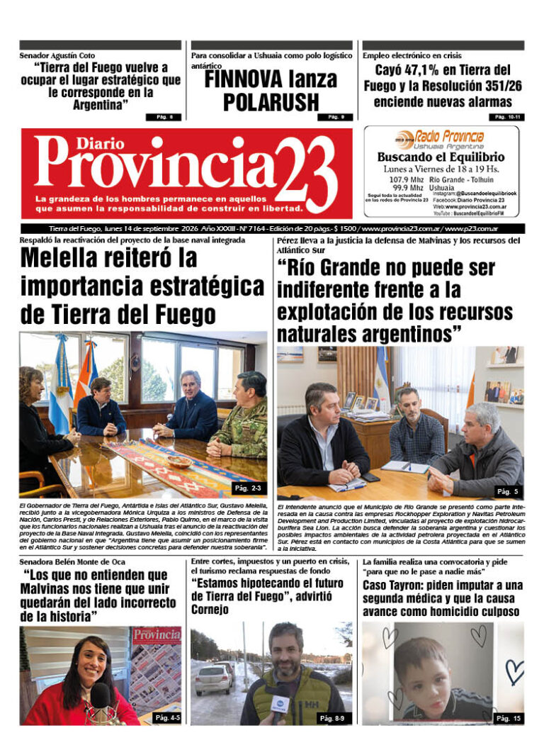 Tapa Diario Provincia 23 N° 7169