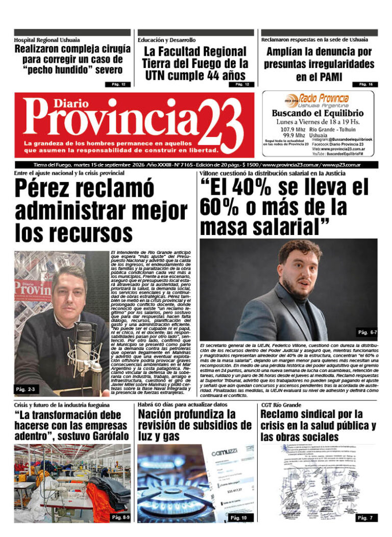 Tapa Diario Provincia 23 N° 7170