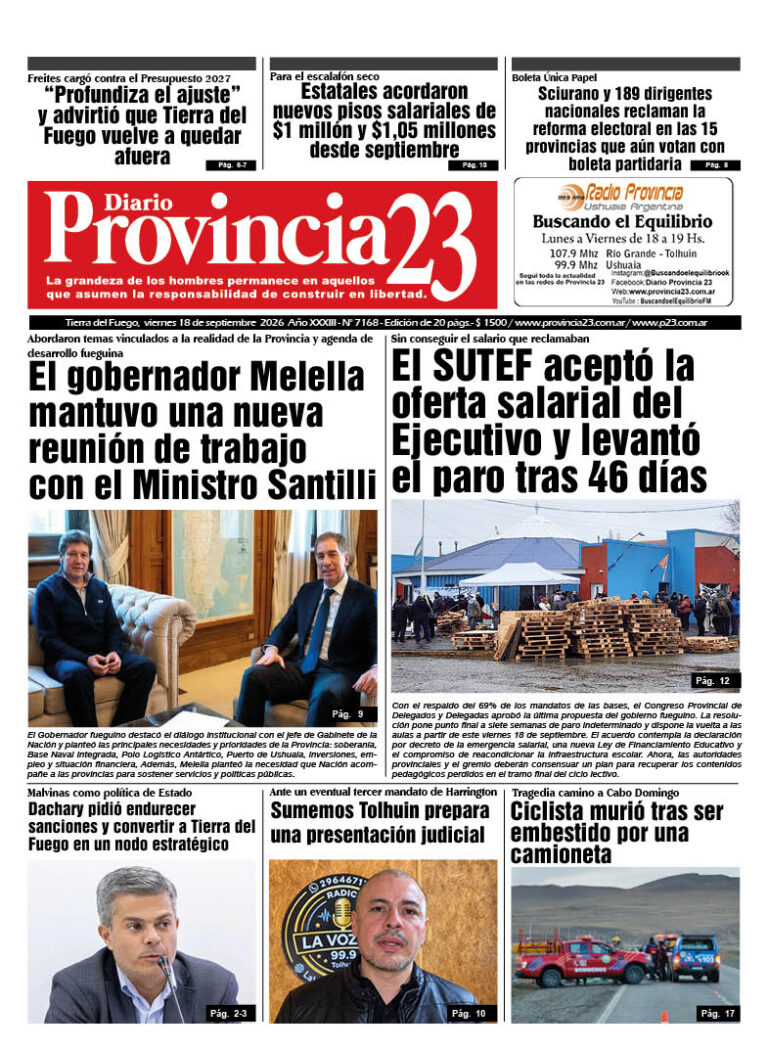 Tapa Diario Provincia 23 N° 7173
