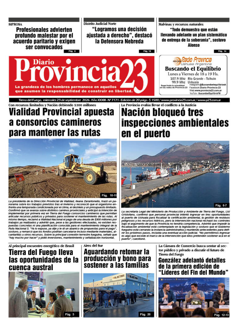 Tapa Diario Provincia 23 N° 7176