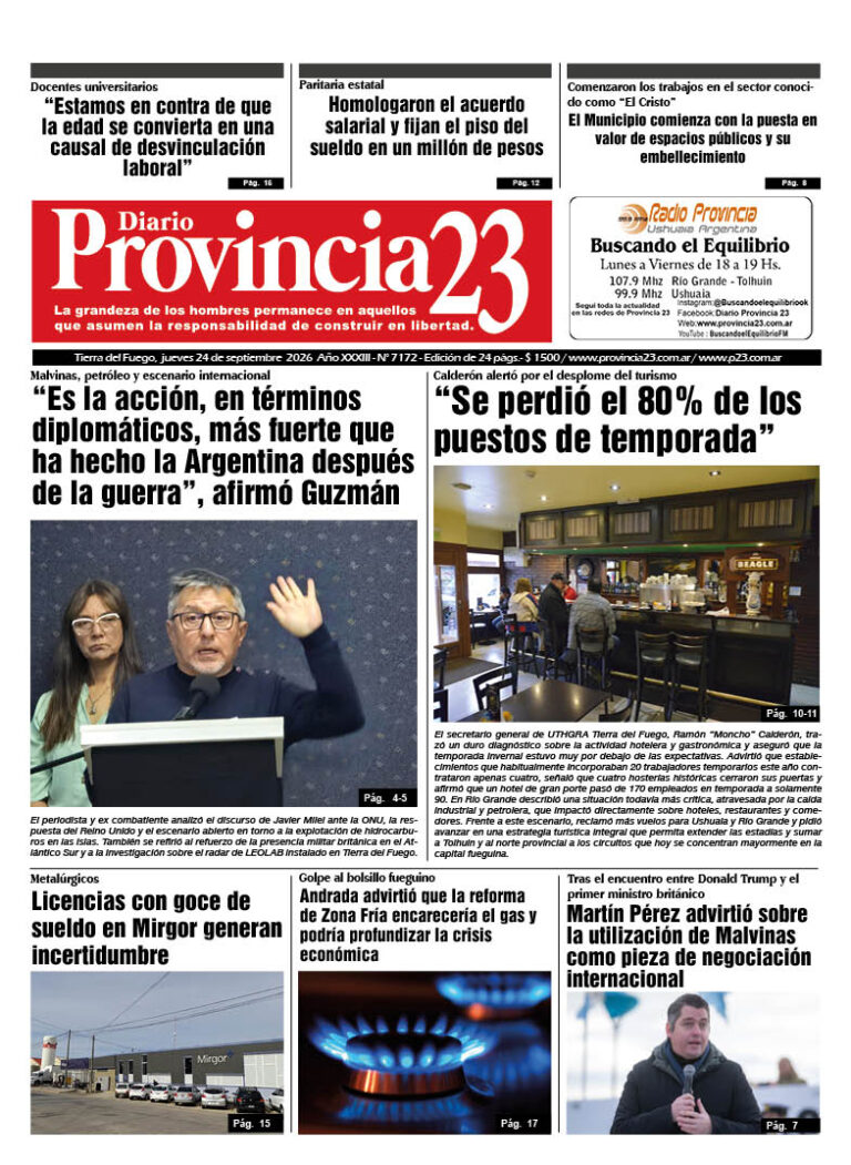 Tapa Diario Provincia 23 N° 7177