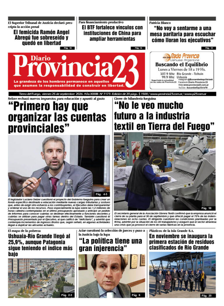 Tapa Diario Provincia 23 N° 7178