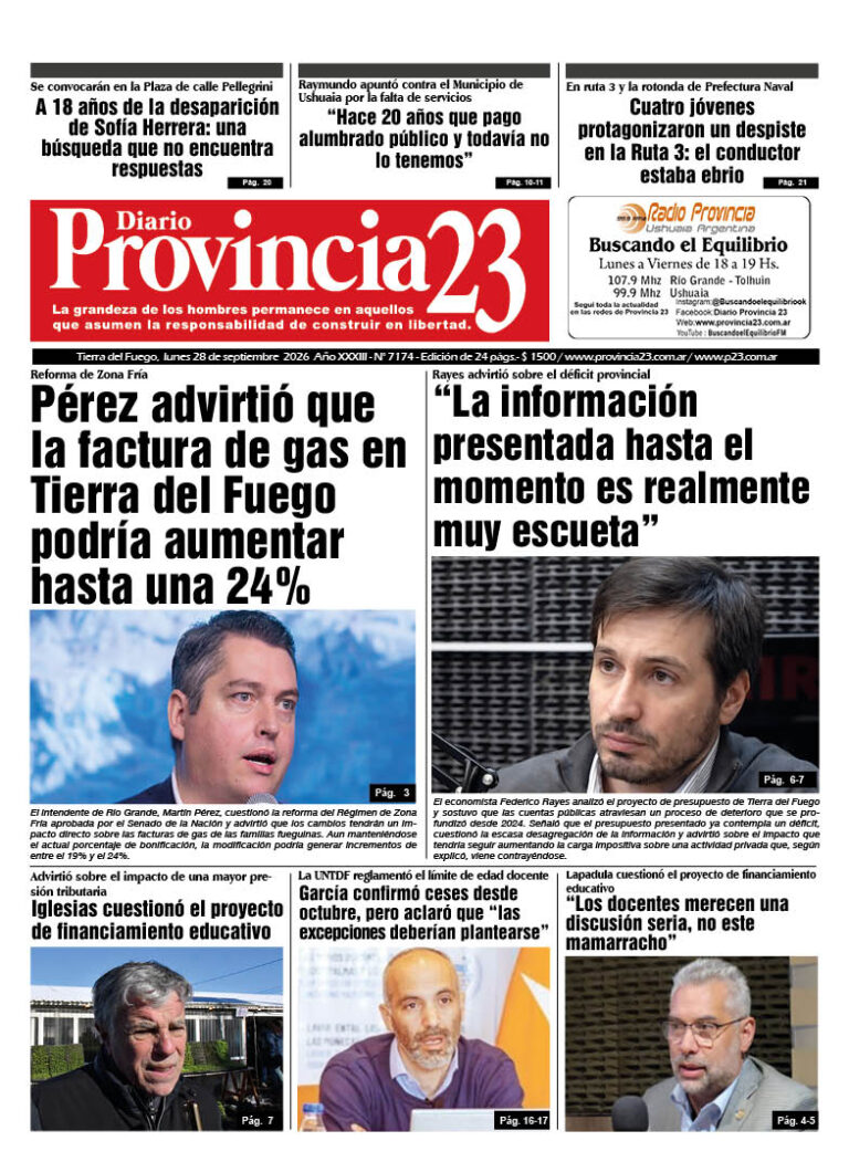 Tapa Diario Provincia 23 N° 7179