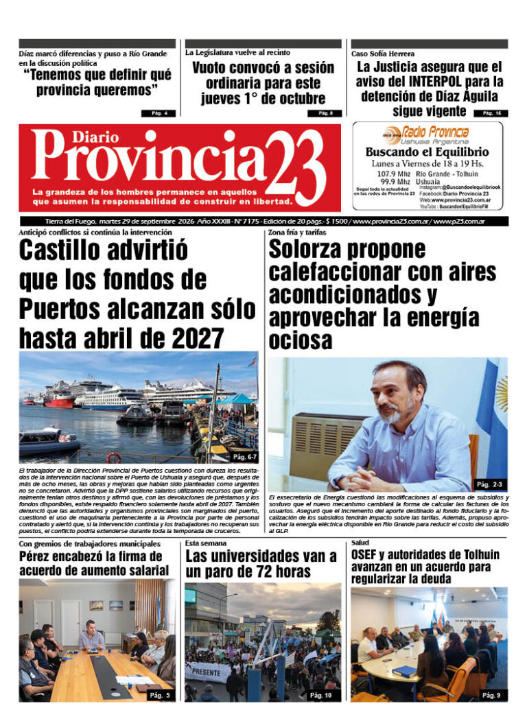 Tapa Diario Provincia 23 N° 7180