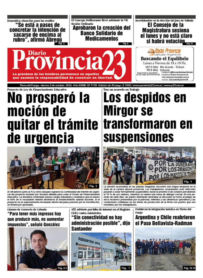 Tapa Diario Provincia 23 N° 7183