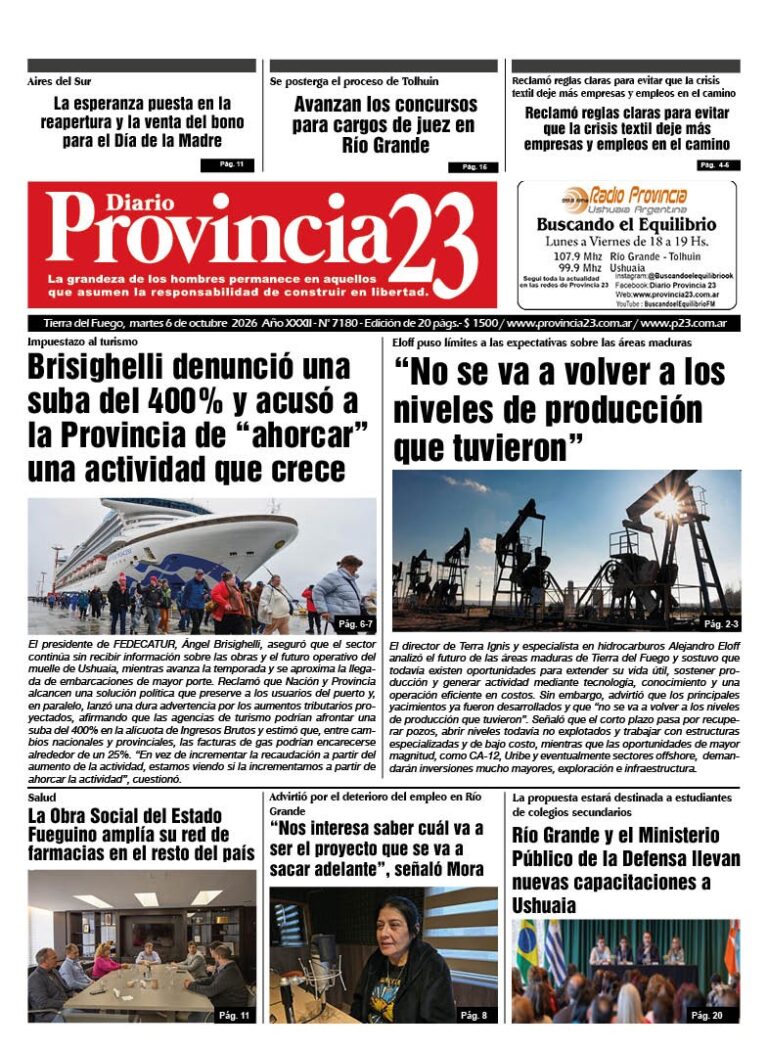 Tapa Diario Provincia 23 N° 7185