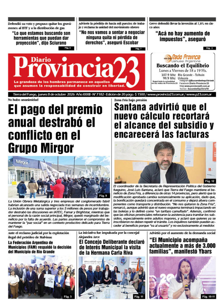 Tapa Diario Provincia 23 N° 7187
