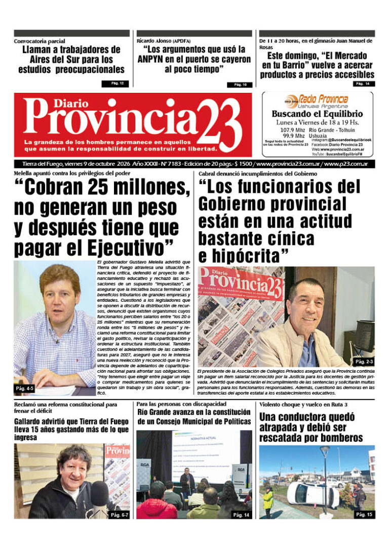 Tapa Diario Provincia 23 N° 7188
