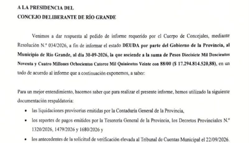 “La Provincia ahoga financieramente a Río Grande”, denunció Gastón Díaz